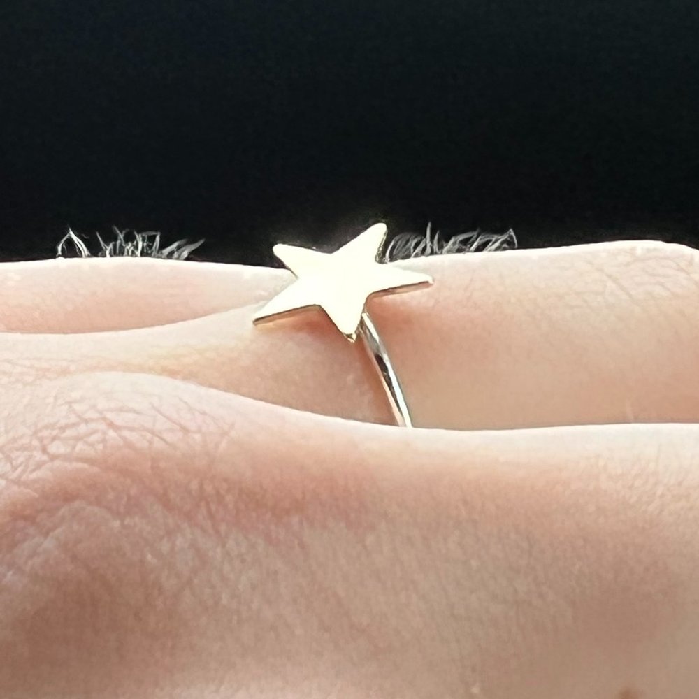 925 Sterling Silver & 14K Gold Filled STAR Ring size 5 - Picture 8 of 14